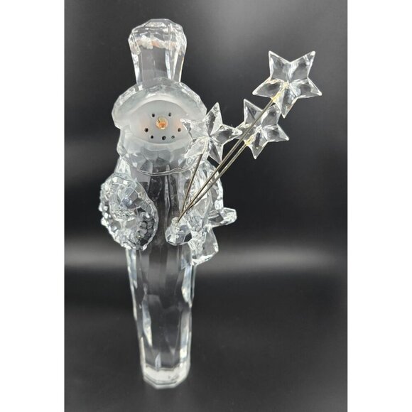 Other - 7" Crystal Snowman Figurine With Star Wand, Top Hat and Carrot Nose